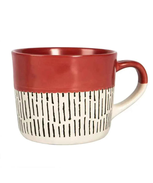 Nicola Spring Ceramic Dipped Dash Coffee Mug - 450ml- Red
