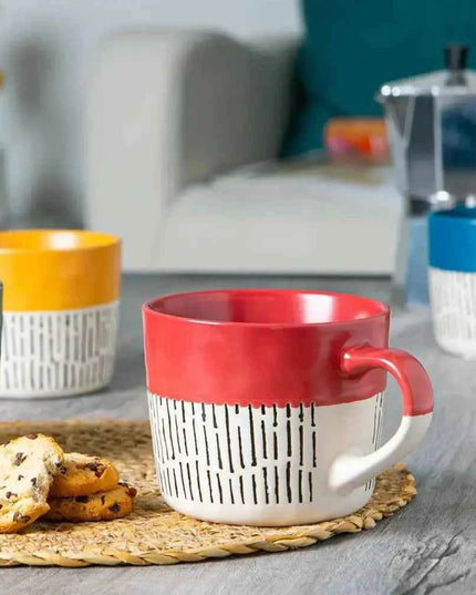Nicola Spring Ceramic Dipped Dash Coffee Mug - 450ml- Red
