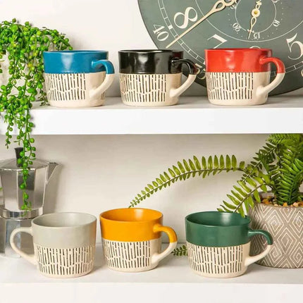 Nicola Spring Ceramic Dipped Dash Coffee Mug - 450ml- Red