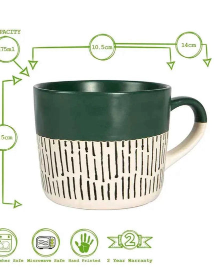 Nicola Spring Ceramic Dipped Dash Coffee Mug - 450ml - Sage