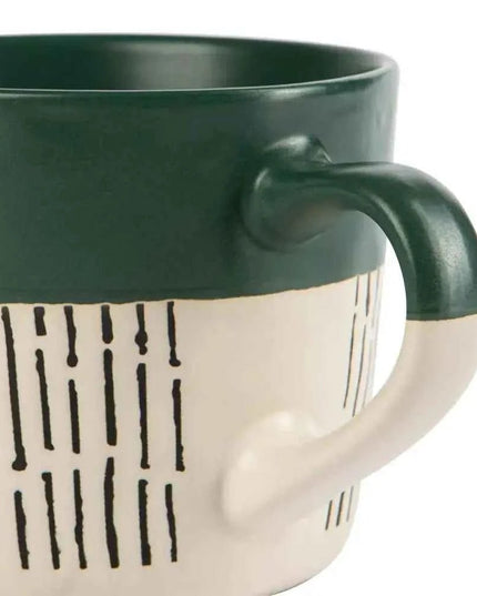 Nicola Spring Ceramic Dipped Dash Coffee Mug - 450ml - Sage