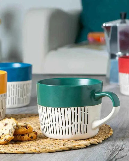 Nicola Spring Ceramic Dipped Dash Coffee Mug - 450ml - Sage