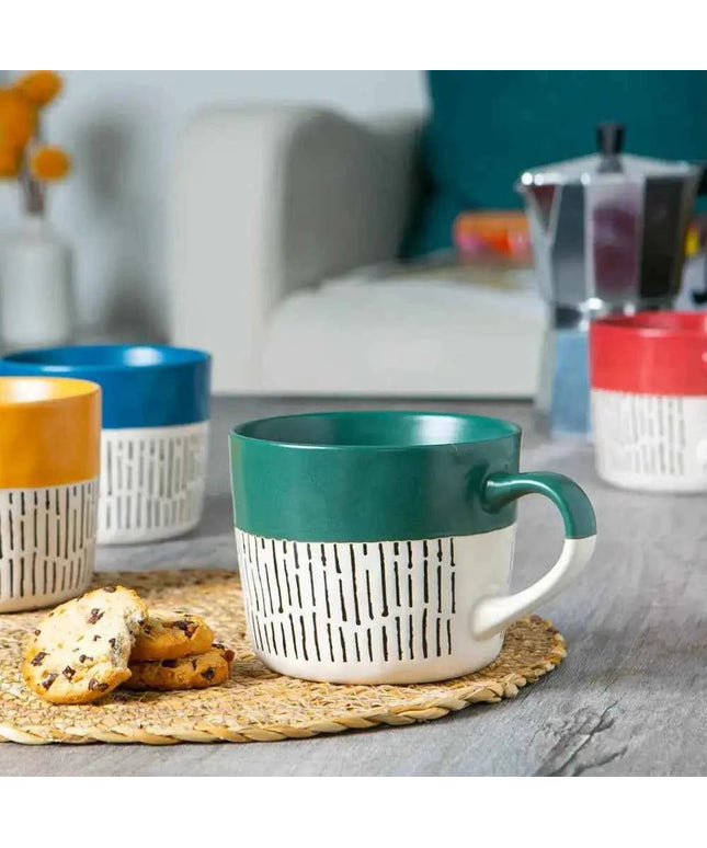 Nicola Spring Ceramic Dipped Dash Coffee Mug - 450ml - Sage