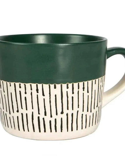 Nicola Spring Ceramic Dipped Dash Coffee Mug - 450ml - Sage