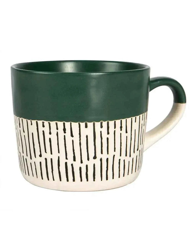 Nicola Spring Ceramic Dipped Dash Coffee Mug - 450ml - Sage