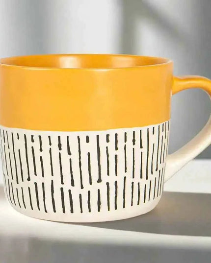 Nicola Spring Ceramic Dipped Dash Coffee Mug 450ml Mustard