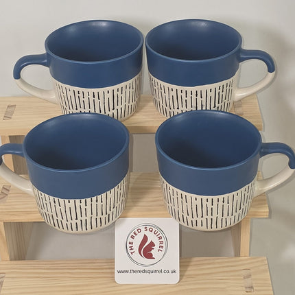 Nicola Spring Ceramic Dipped Dash Coffee Mugs - Set of 4 Blue mugs - The Red Squirrel