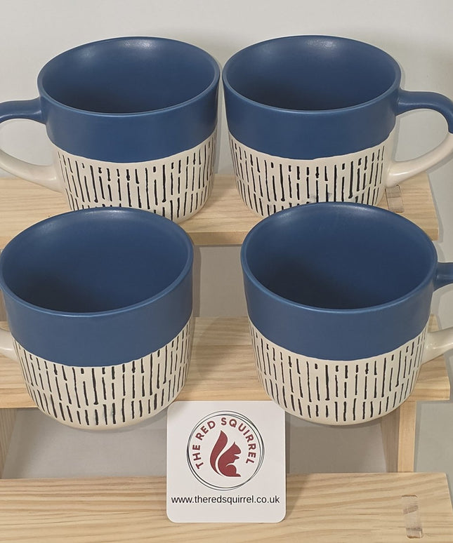 Nicola Spring Ceramic Dipped Dash Coffee Mugs - Set of 4 Blue mugs - The Red Squirrel