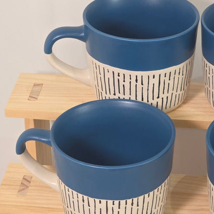 Nicola Spring Ceramic Dipped Dash Coffee Mugs - Set of 4 Blue mugs - The Red Squirrel