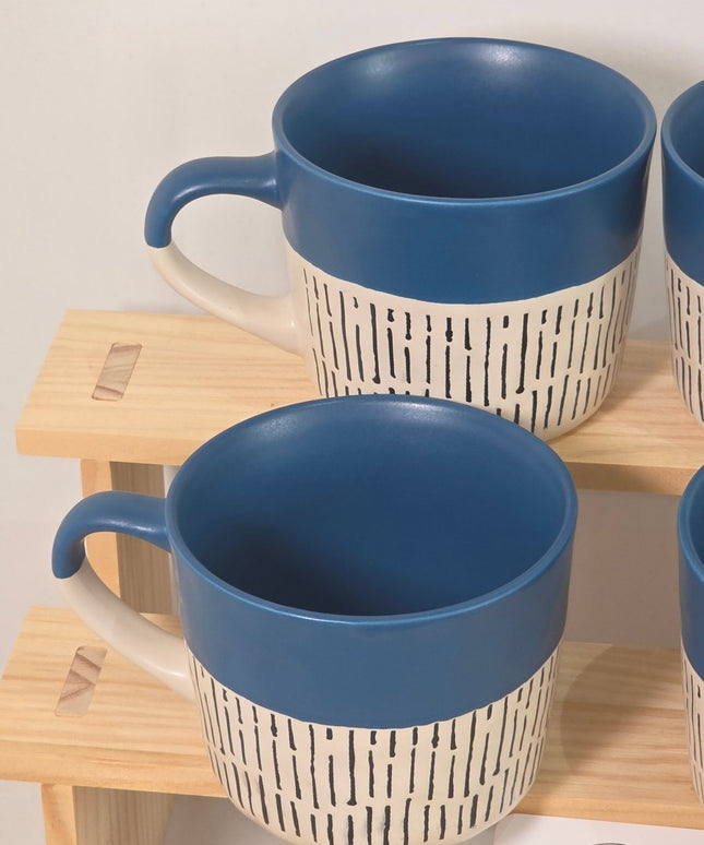 Nicola Spring Ceramic Dipped Dash Coffee Mugs - Set of 4 Blue mugs - The Red Squirrel