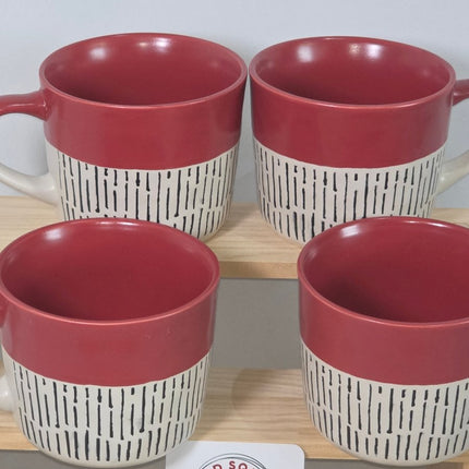 Nicola Spring Ceramic Dipped Dash Coffee Mugs - Set of 4 red Mugs - The Red Squirrel
