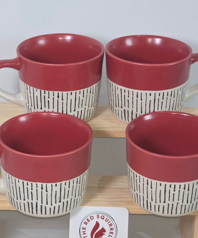 Nicola Spring Ceramic Dipped Dash Coffee Mugs - Set of 4 red Mugs - The Red Squirrel