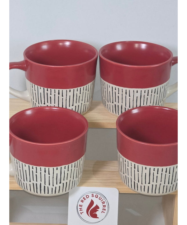 Nicola Spring Ceramic Dipped Dash Coffee Mugs - Set of 4 red Mugs - The Red Squirrel