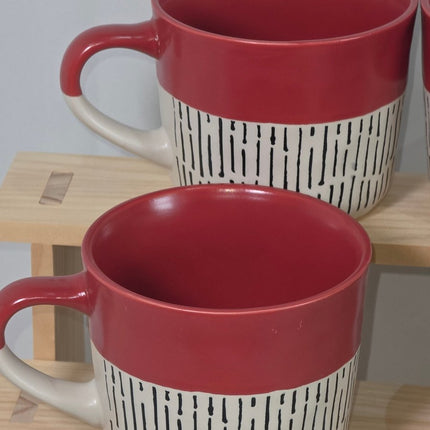 Nicola Spring Ceramic Dipped Dash Coffee Mugs - Set of 4 red Mugs - The Red Squirrel