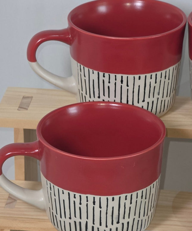 Nicola Spring Ceramic Dipped Dash Coffee Mugs - Set of 4 red Mugs - The Red Squirrel