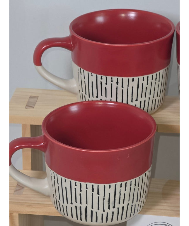 Nicola Spring Ceramic Dipped Dash Coffee Mugs - Set of 4 red Mugs - The Red Squirrel