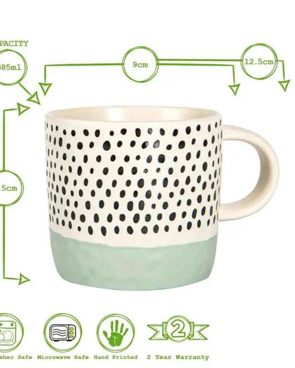 Nicola Spring Ceramic Dipped Dots Coffee Mug - 385ml -Light Blue