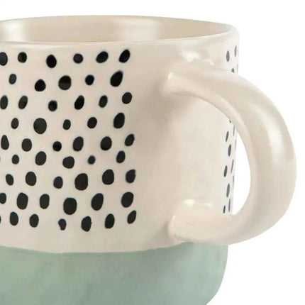 Nicola Spring Ceramic Dipped Dots Coffee Mug - 385ml -Light Blue