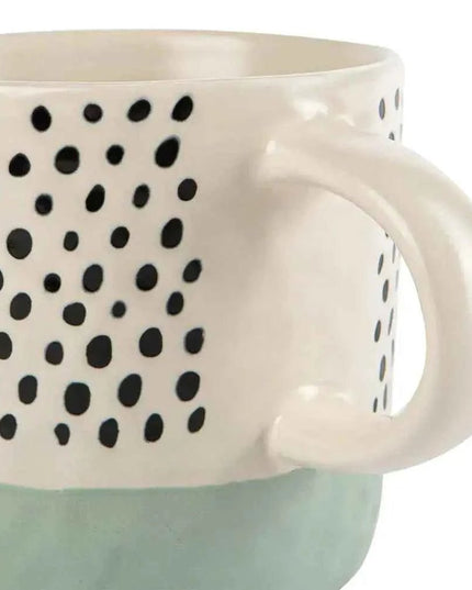 Nicola Spring Ceramic Dipped Dots Coffee Mug - 385ml -Light Blue