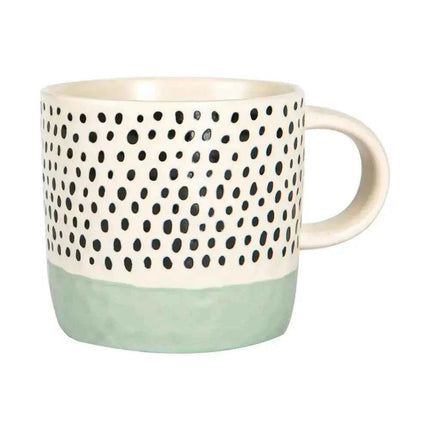 Nicola Spring Ceramic Dipped Dots Coffee Mug - 385ml -Light Blue
