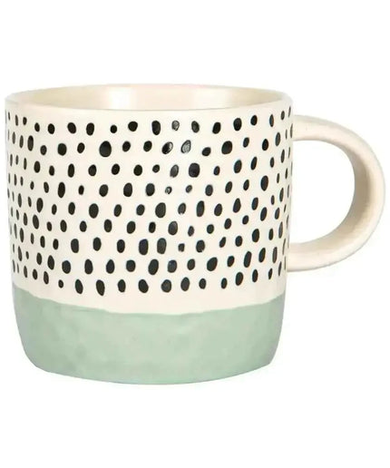 Nicola Spring Ceramic Dipped Dots Coffee Mug - 385ml -Light Blue