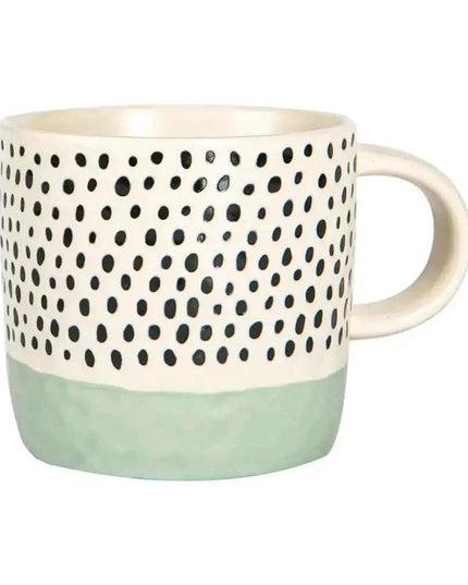 Nicola Spring Ceramic Dipped Dots Coffee Mug - 385ml -Light Blue
