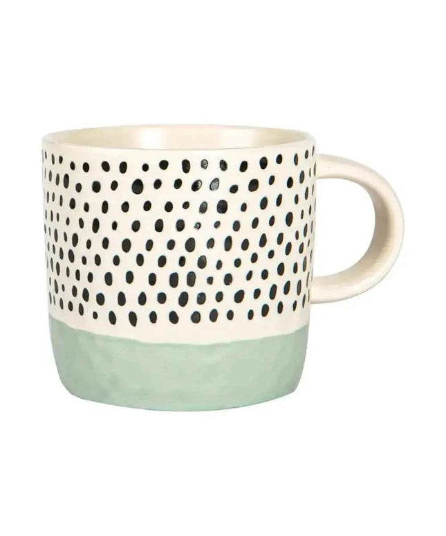 Nicola Spring Ceramic Dipped Dots Coffee Mug - 385ml -Light Blue