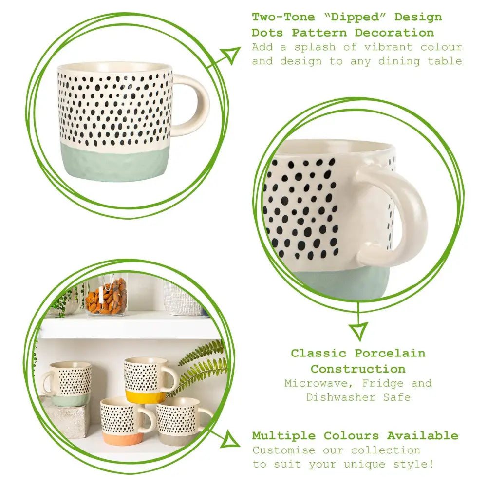 Nicola Spring Ceramic Dipped Dots Coffee Mug - 385ml - Blue