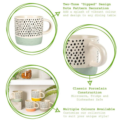Nicola Spring Ceramic Dipped Dots Coffee Mug - 385ml - Blue