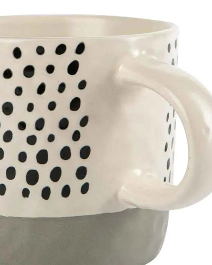 Nicola Spring Ceramic Dipped Dots Coffee Mug - 385ml - Grey