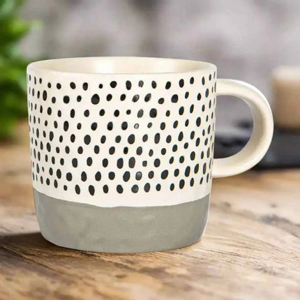 Nicola Spring Ceramic Dipped Dots Coffee Mug - 385ml - Grey