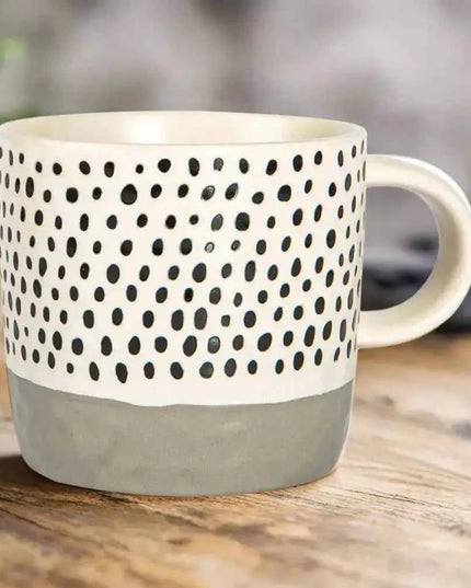 Nicola Spring Ceramic Dipped Dots Coffee Mug - 385ml - Grey