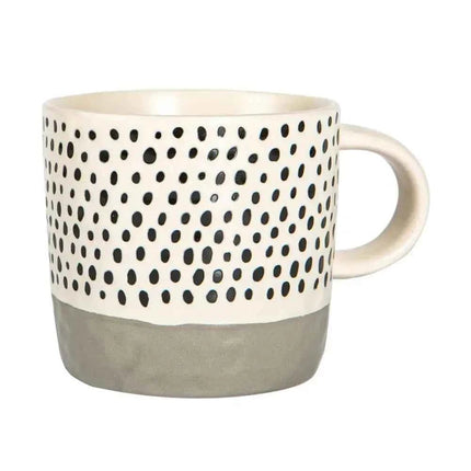 Nicola Spring Ceramic Dipped Dots Coffee Mug - 385ml - Grey