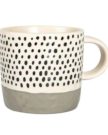 Nicola Spring Ceramic Dipped Dots Coffee Mug - 385ml - Grey