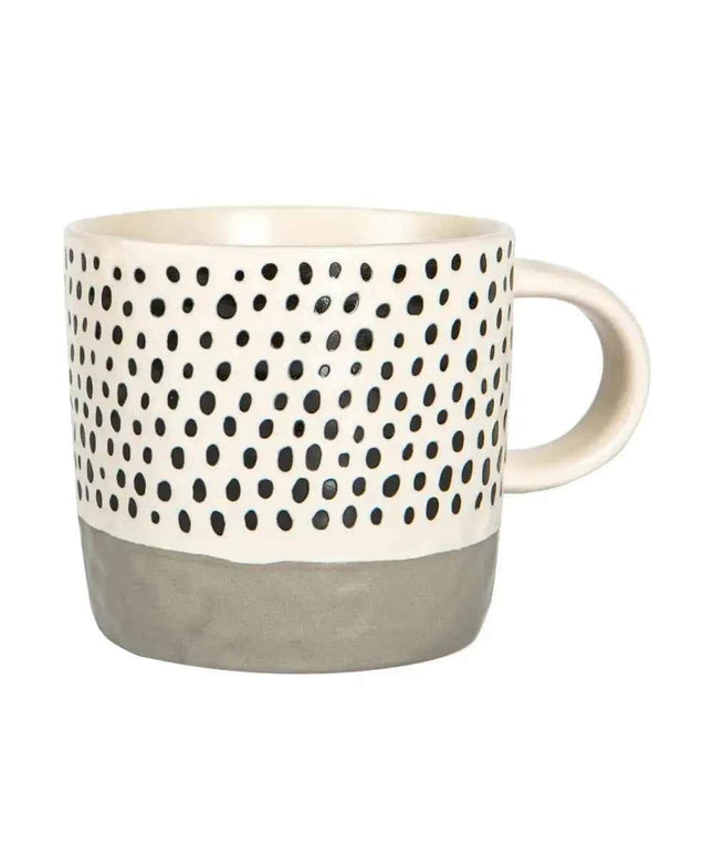 Nicola Spring Ceramic Dipped Dots Coffee Mug - 385ml - Grey