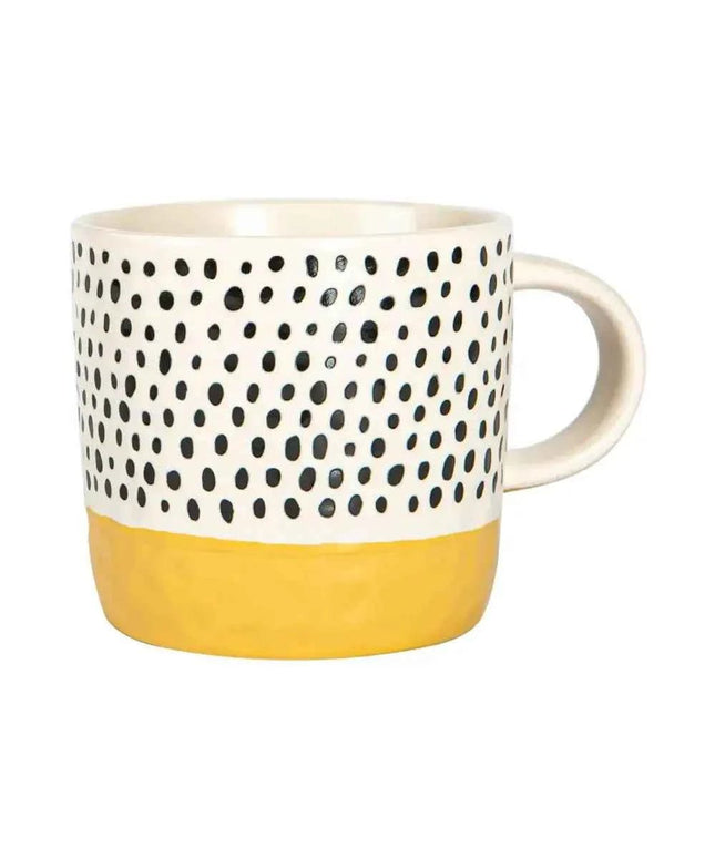 Nicola Spring Ceramic Dipped Dots Coffee Mug 385ml Mustard