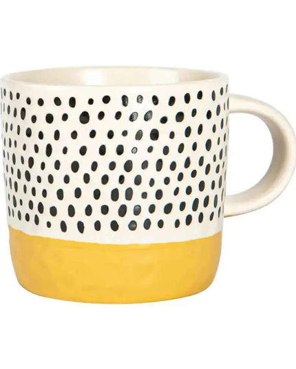 Nicola Spring Ceramic Dipped Dots Coffee Mug 385ml Mustard