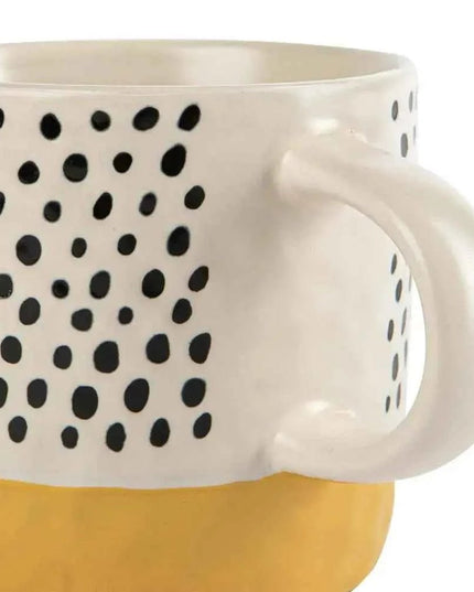 Nicola Spring Ceramic Dipped Dots Coffee Mug 385ml Mustard