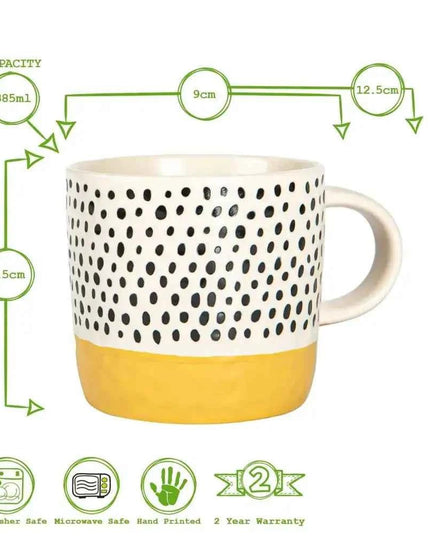 Nicola Spring Ceramic Dipped Dots Coffee Mug 385ml Mustard