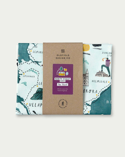 North Coast 500 Tea Towel – Scottish Highlands Map