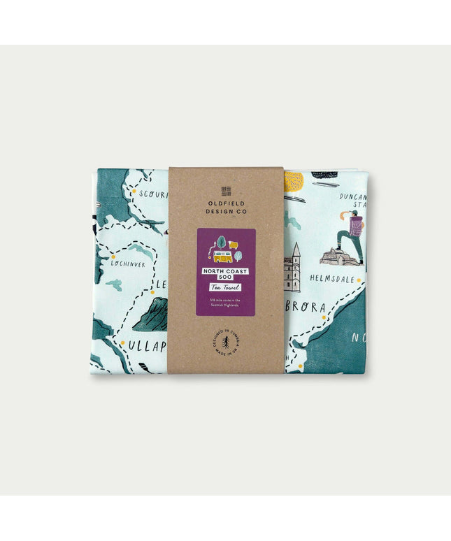 North Coast 500 Tea Towel – Scottish Highlands Map