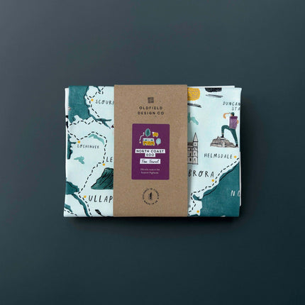 North Coast 500 Tea Towel – Scottish Highlands Map