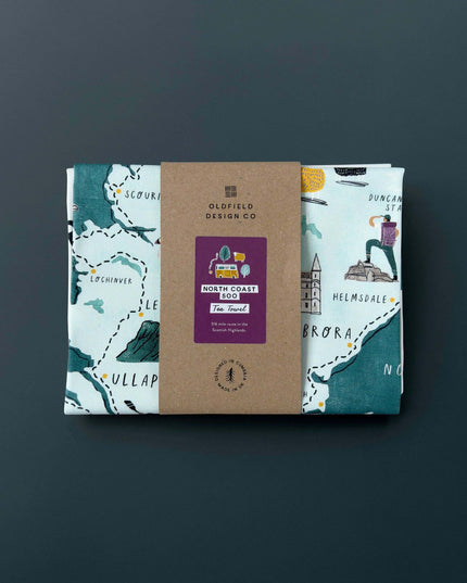 North Coast 500 Tea Towel – Scottish Highlands Map