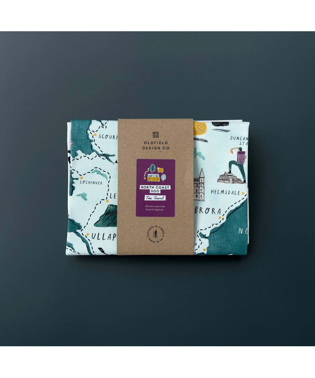 North Coast 500 Tea Towel – Scottish Highlands Map