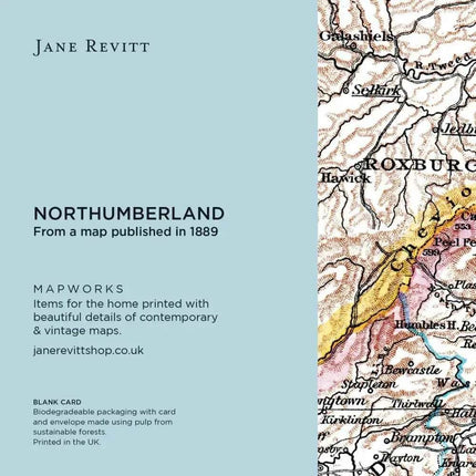 Northumberland Coastline Map Greetings Card