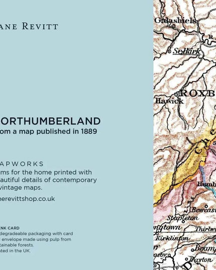 Northumberland Coastline Map Greetings Card