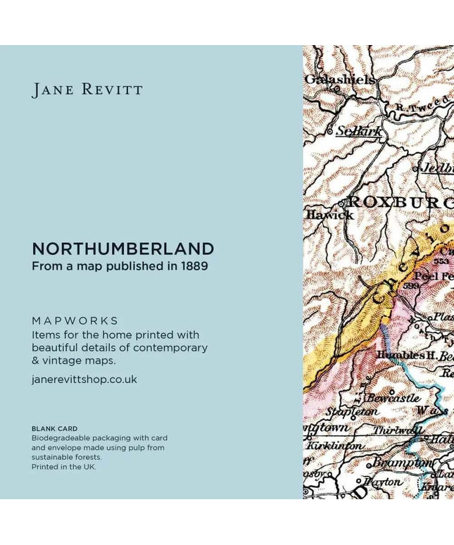 Northumberland Coastline Map Greetings Card