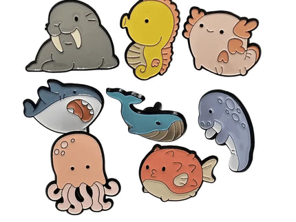 Ocean animal pin badges (various Kawaii cutie designs)