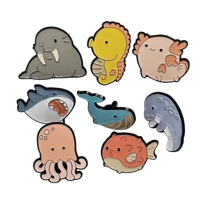 Ocean animal pin badges (various Kawaii cutie designs)
