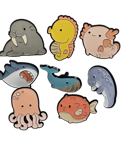 Ocean animal pin badges (various Kawaii cutie designs)